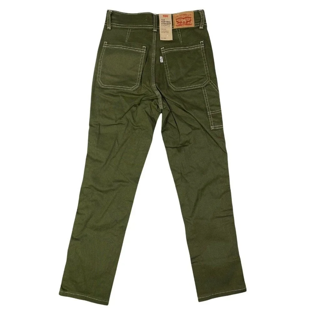 Levi's 724 High Rise Carpenter Cropped Straight Leg Olive Night Women's Jeans SZ